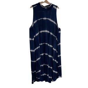 Ginger G Tie Dye‎ Tank Dress Casual Sleeveless Blue White Size Large VGUC *Read